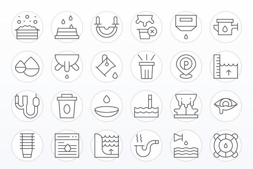 Desbordamiento esencial conjunto incluso 24 píxel Perfecto Delgado línea alto resolución íconos vector