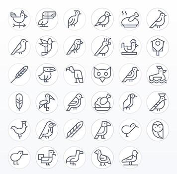 35 Icons for Avian optimized in Display Perfect 128x128 Regular Line resolution vector