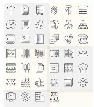 40 Thin Line Pixel Optimized Vectors for Multiple Theme