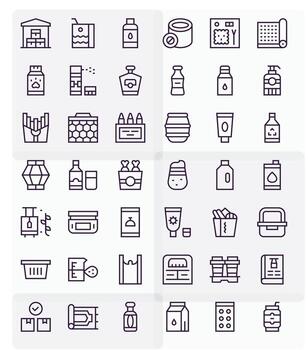 Regular Line Display Perfect Icons from Packaging Set with 42 64x64 Icons vector