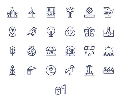 25 Regular Line Editable High Resolution Icons from Environment Suite vector