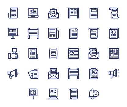 28 Bold Line Pixel Optimized High Resolution Icons from Bulletin Suite vector