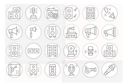 Sound System Icon Toolkit featuring 24 Editable 256x256 Thin Line elements vector