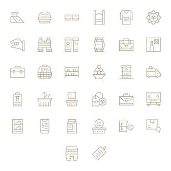 Inventory Modern Collection with 32 Thin Line 64x64 Pixel Optimized Icons vector