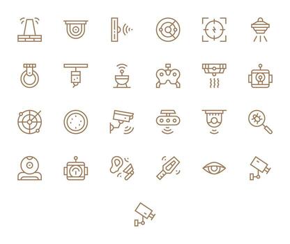 detección gráficos presentando 25 regular línea píxel Perfecto 256x256 diseños vector