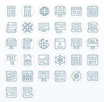 Webpage Icon Set with 32 Thin Line 256x256 Pixel Optimized Graphics vector