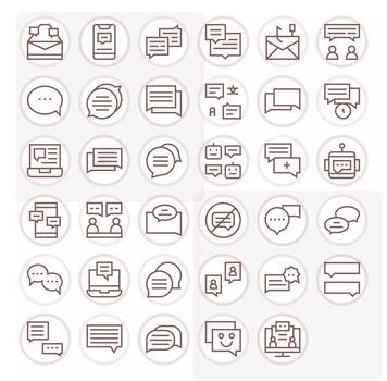 Reply Scalable Set featuring 35 Display Perfect Regular Line 128x128 Icons vector