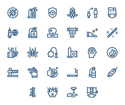 28 High Resolution Icons for Prevention in Grid Fitted Bold Line Format vector