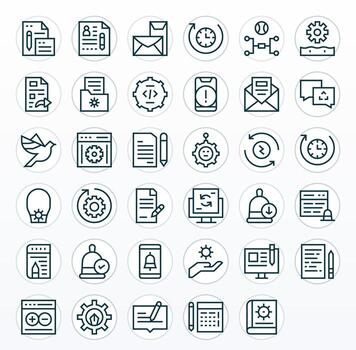 35 Icons inspired by Update in Display Perfect 256x256 Regular Line quality vector