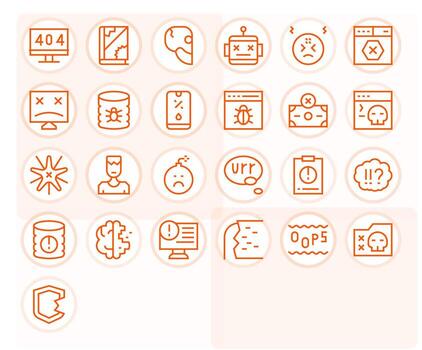 System Error 256x256 Icon Pack with 25 Regular Line PIXEL Perfect Elements vector