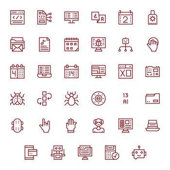 35 Icons for Program optimized in Pixel Optimized 128x128 Regular Line resolution vector