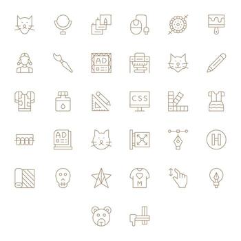 32 detalle mejorado Delgado línea íconos diseñado para gráfico diseño interfaz vector