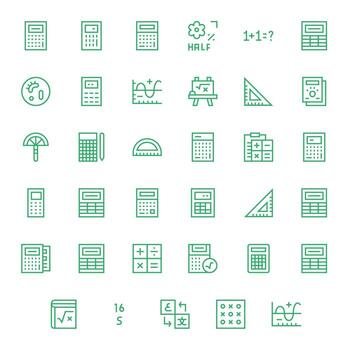 35 regular línea íconos diseñado para matemáticas en 64 x 64 editable formato vector