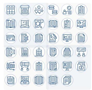 35 256x256 Regular Line Icons optimized for Reports Grid Fitted display vector