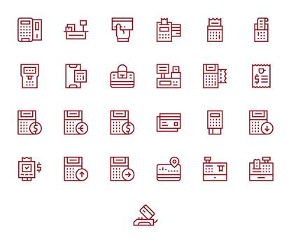 25 Icons for Pos featuring 64x64 Display Perfect Regular Line Graphics vector