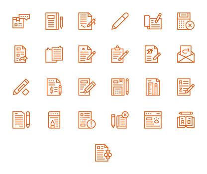 25 íconos inspirado por corrección en píxel Perfecto 128x128 regular línea calidad vector