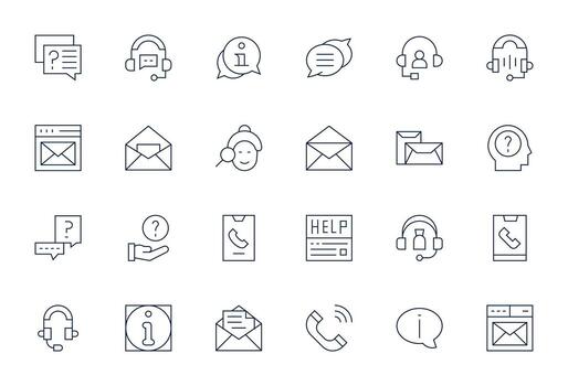 Contact Us Icon Repository containing 24 Thin Line 64x64 Pixel Aligned graphics vector