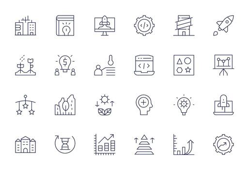 Development Professional Set with 24 Thin Line Pixel Aligned 256x256 Icons vector