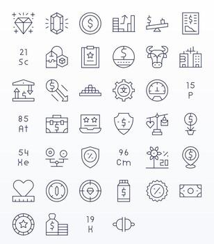 40 Thin Line Icons from Value in 128x128 PIXEL Perfect Quality vector