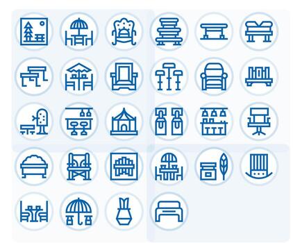 28 64x64 Bold Line Icons optimized for Seating Pixel Optimized display vector