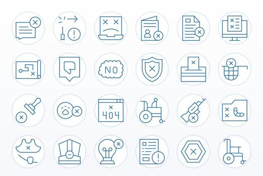 24 Pixel Aligned Thin Line Icons from Invalid Collection vector