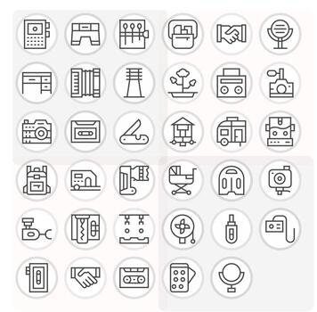 compacto icono repositorio conteniendo 35 regular línea retina Listo cuadrícula equipado gráficos vector