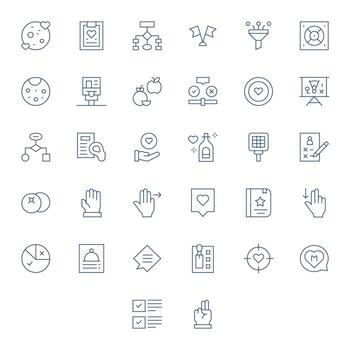 Selection Professional Set with 32 Thin Line Grid Fitted High Resolution Icons vector