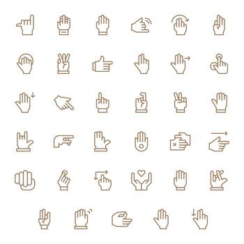 35 Regular Line Pixel Optimized Icons tailored for Gesture 256x256 interface vector