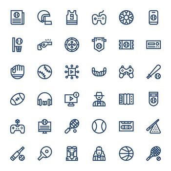 36 negrita línea editable alto resolución íconos desde jugador suite vector