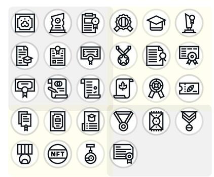 28 Bold Line Display Perfect Icons tailored for Certificate High Resolution interface vector