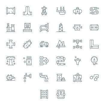 Thin Line Grid Fitted Icons from Pipeline Set with 32 Retina Ready Icons vector