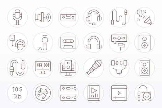 24 Display Perfect Thin Line Icons designed for Audiovisual Interface vector