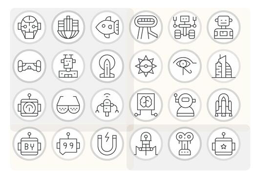 Futuristic Display Perfect Set with 24 High Resolution Thin Line Icons vector