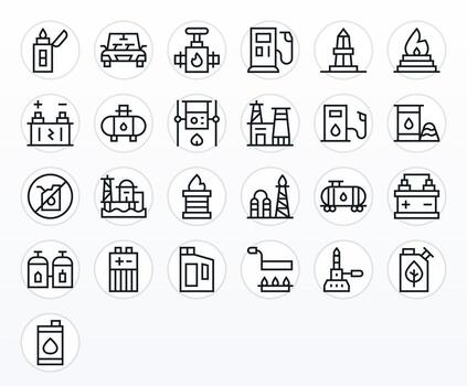 Fuel featuring 25 High Resolution Icons in Regular Line Design vector