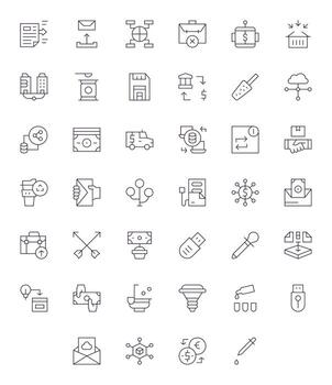 40 Pixel Optimized Thin Line Icons designed for Transfer Interface vector