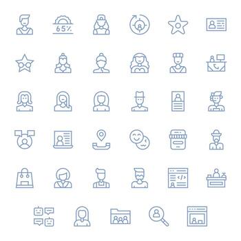 Customer Icon Set with 35 Regular Line 256x256 Editable Graphics vector