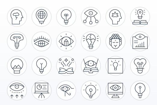 Insight Scalable Set featuring 24 Pixel Aligned Thin Line High Resolution Icons vector