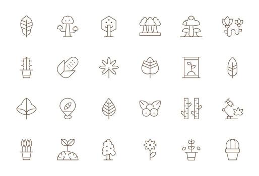 24 64x64 Icons for Botany in Editable Thin Line Format vector