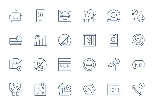 24 Thin Line Pixel Optimized Vectors for Unavailable Theme