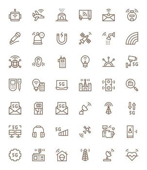 42 Regular Line Icons for Wireless in crisp High Resolution Detail Enhanced resolution vector