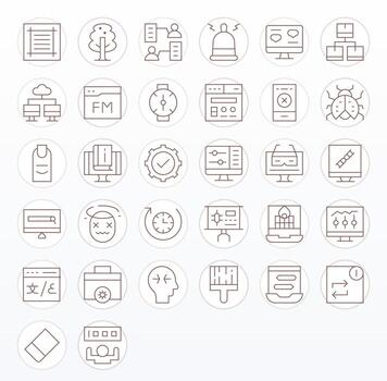 Software Graphics Pack including 32 Thin Line 128x128 Pixel Optimized Icons vector