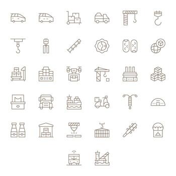 Cargo Complete Package with 32 High Resolution Thin Line Pixel Optimized Icons vector
