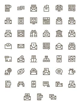 negrita línea estilo bandeja de entrada íconos con 45 256x256 editable diseños vector