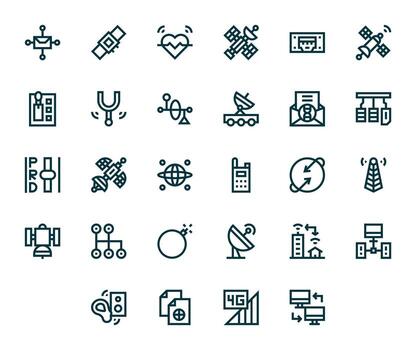 Bold Line Pixel Optimized Icons from Transmission Set with 28 High Resolution Icons vector