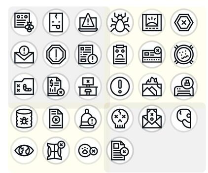 28 Bold Line Detail Enhanced Icons for Error Message Graphics vector