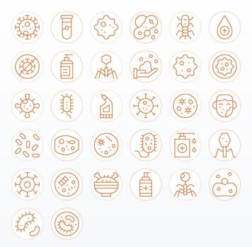 Thin Line Display Perfect Icons from Bacteria Set with 32 256x256 Icons vector