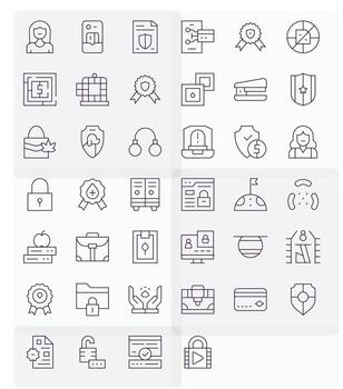 Secure Premium Bundle with 40 High Resolution Display Perfect Thin Line Icons vector