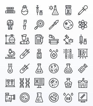 Lab featuring 42 Retina Ready Icons in Regular Line Design vector