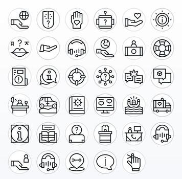 35 Regular Line Icons designed for Help in Retina Ready Pixel Optimized format vector