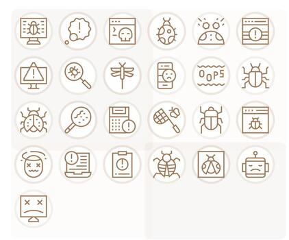 25 íconos inspirado por error en píxel optimizado alto resolución regular línea calidad vector